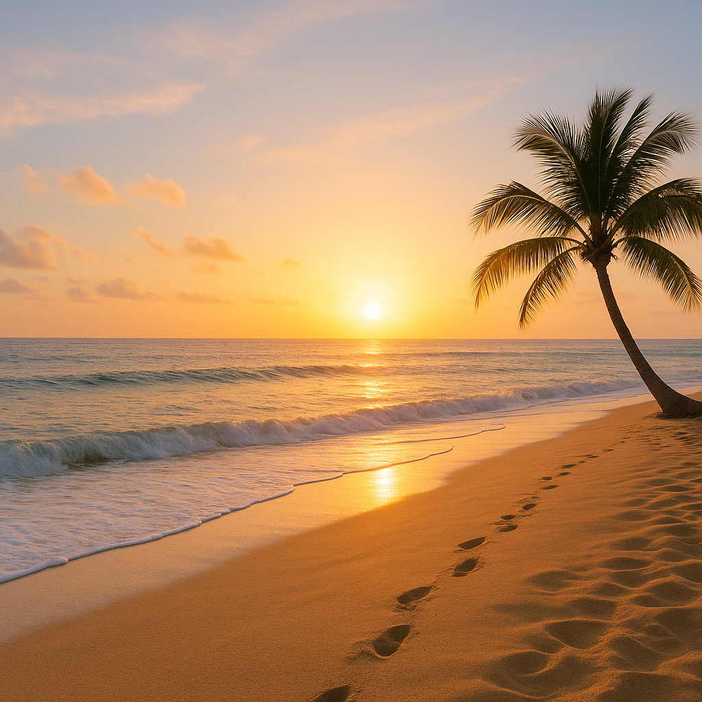 Palmenstrand am abend
